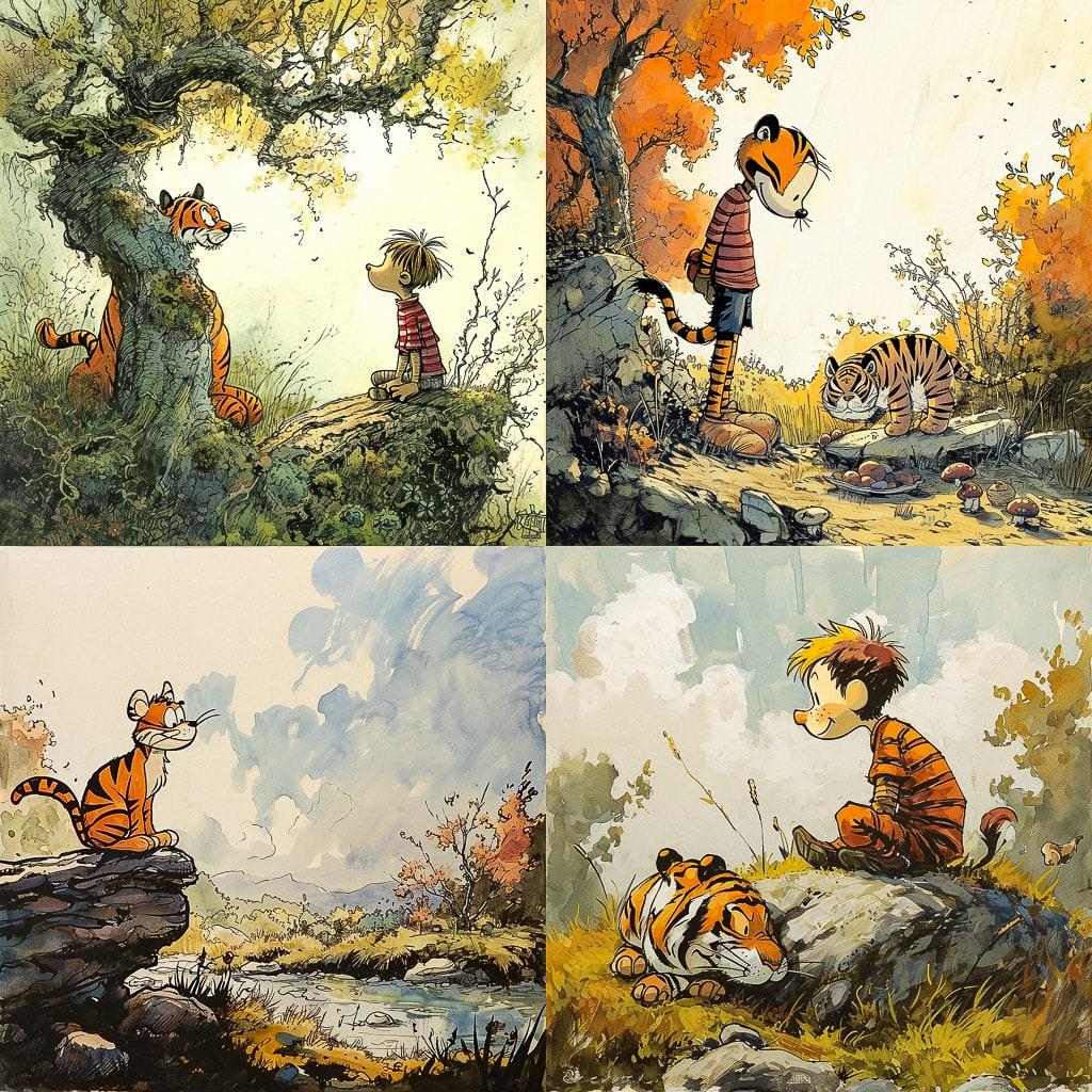 Bill Watterson style, Midjourney V6, render 1 of 4