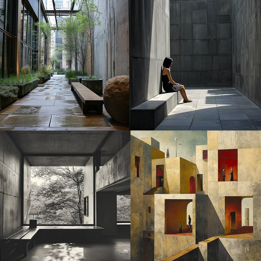 Billie Tsien style, Midjourney V6, render 1 of 4