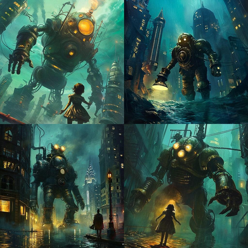 BioShock style, Midjourney V6, render 1 of 4