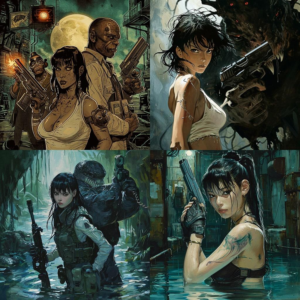 Black Lagoon style, Midjourney V6, render 1 of 4