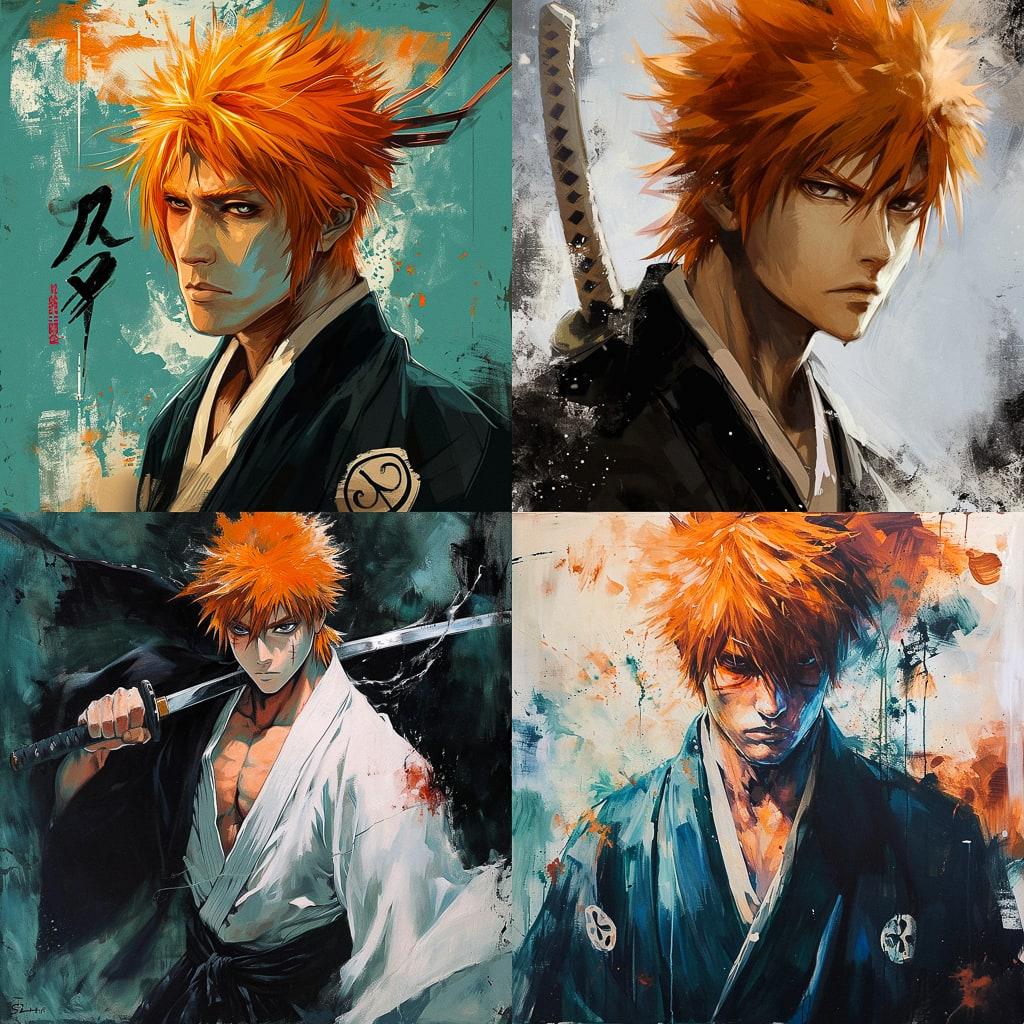 Bleach style, Midjourney V6, render 1 of 4