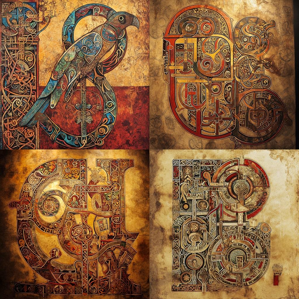 Book of Kells style, Midjourney V6, render 1 of 4