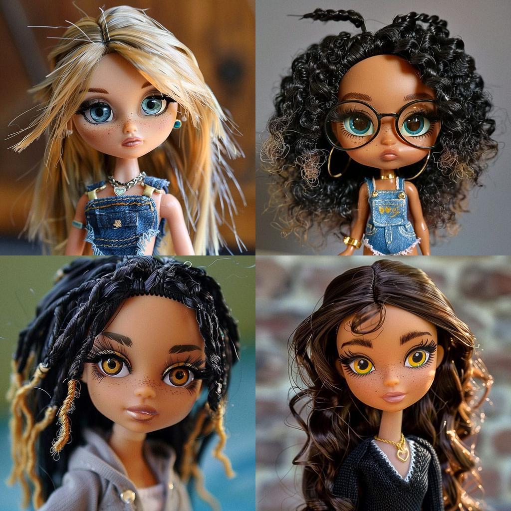 Bratz doll style, Midjourney V6, render 1 of 4