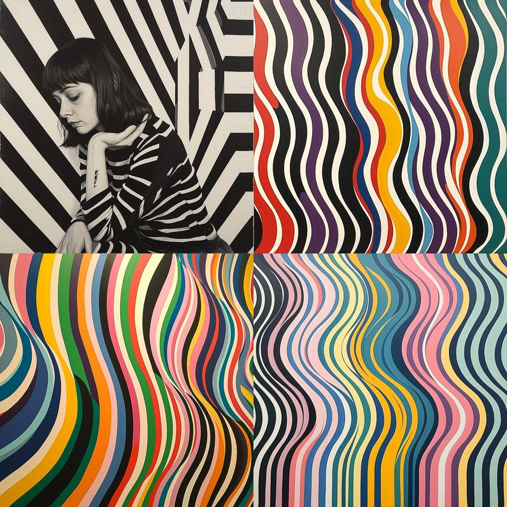 Bridget Riley style, Midjourney V6, render 1 of 4
