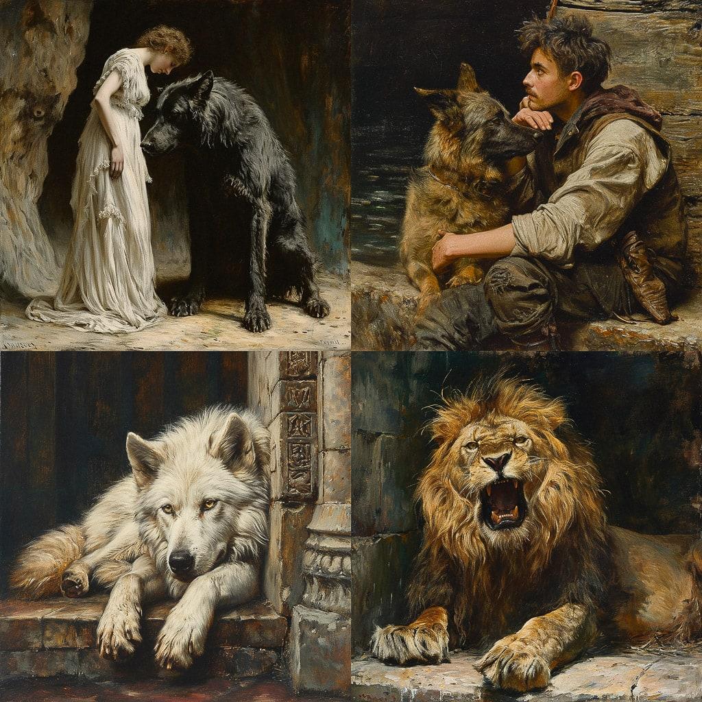 Briton Riviere style, Midjourney V6, render 1 of 4