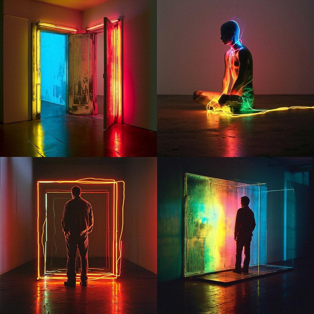 Bruce Nauman style, Midjourney V6, render 1 of 4