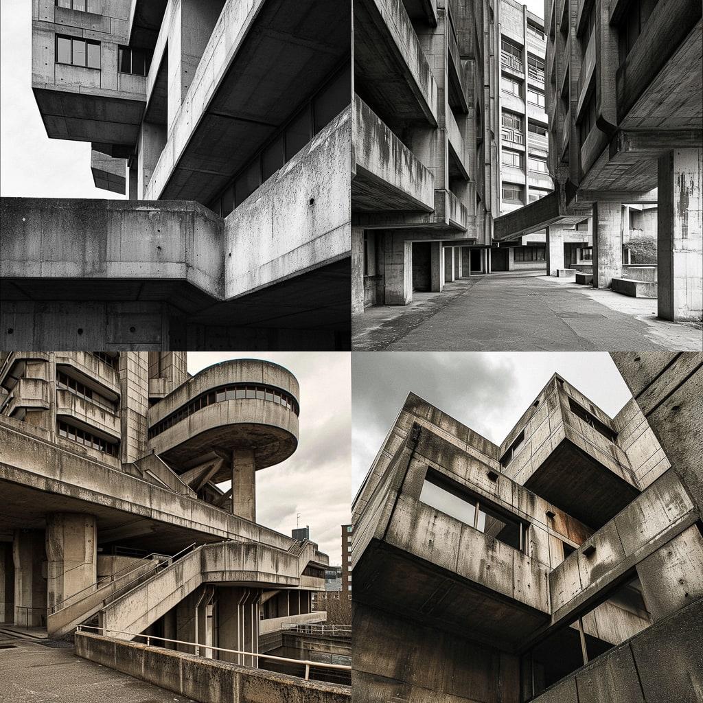 Brutalism style, Midjourney V6, render 1 of 4