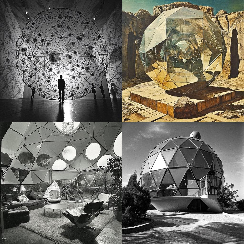 Buckminster Fuller style, Midjourney V6, render 1 of 4