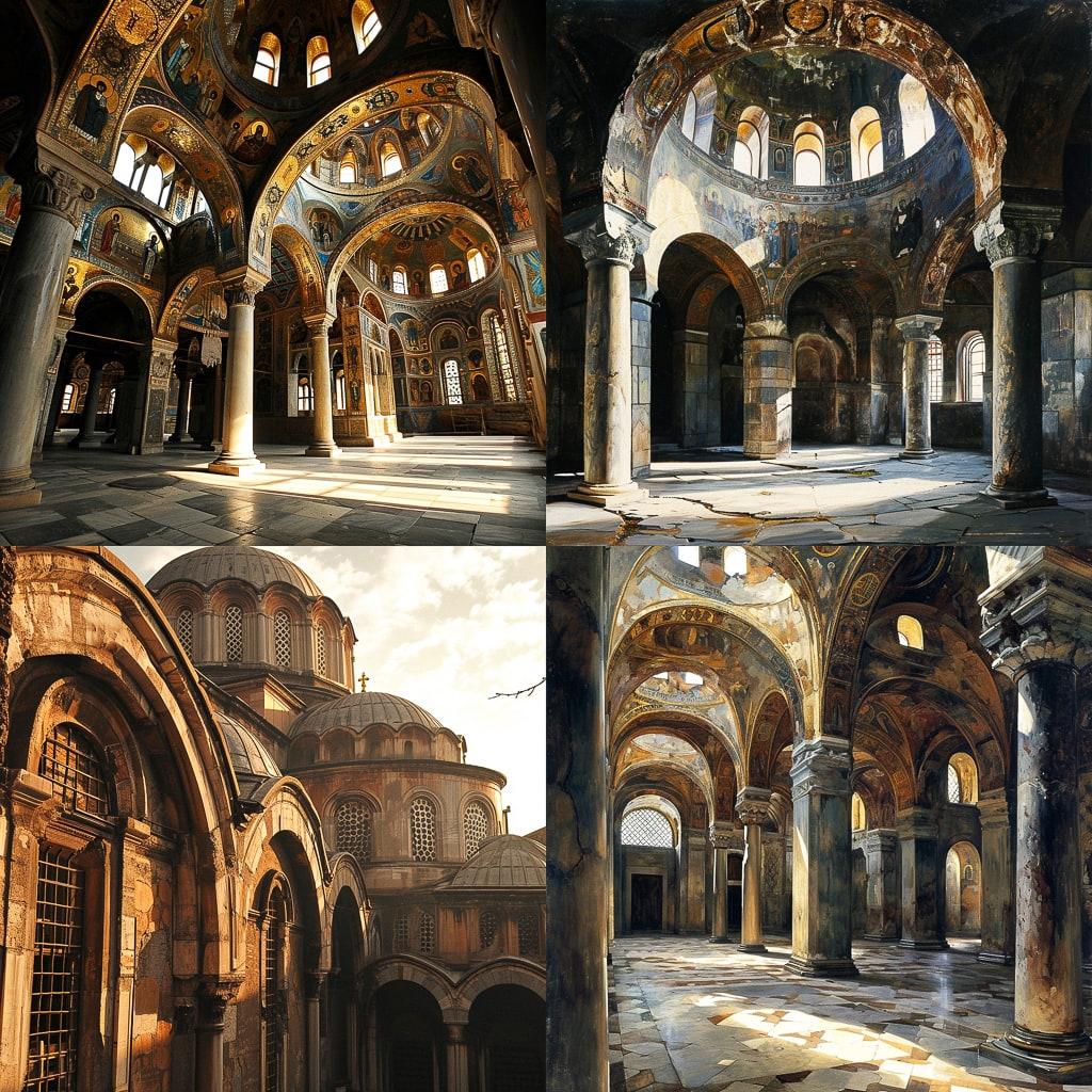 Byzantine architecture style, Midjourney V6, render 1 of 4