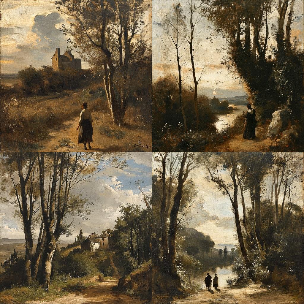 Camille Corot style, Midjourney V6, render 1 of 4