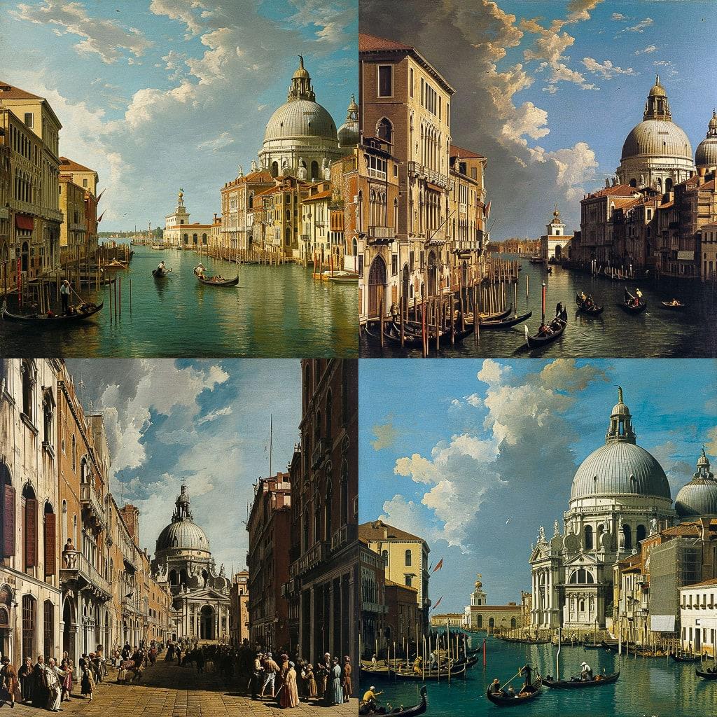 Canaletto style, Midjourney V6, render 1 of 4