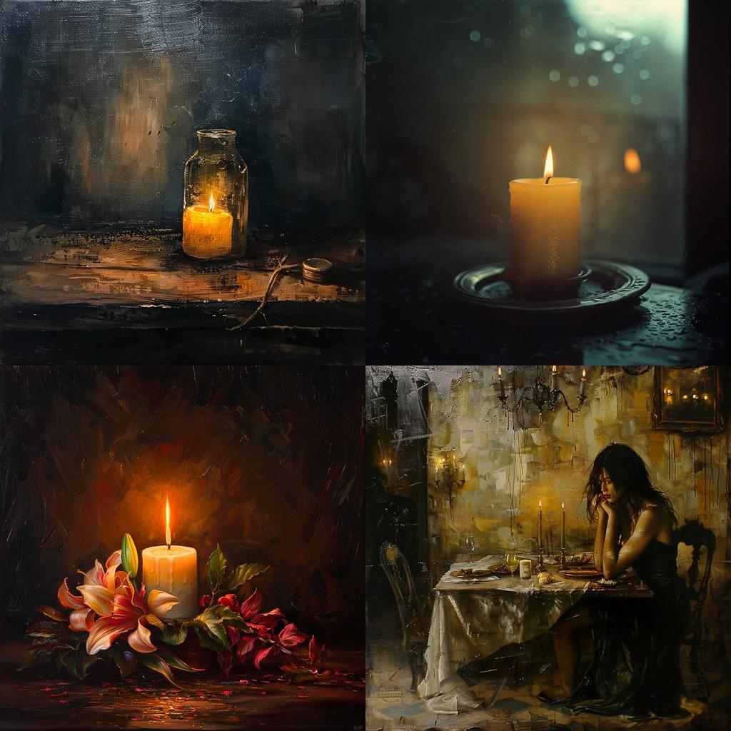 Candlelit style, Midjourney V6, render 1 of 4
