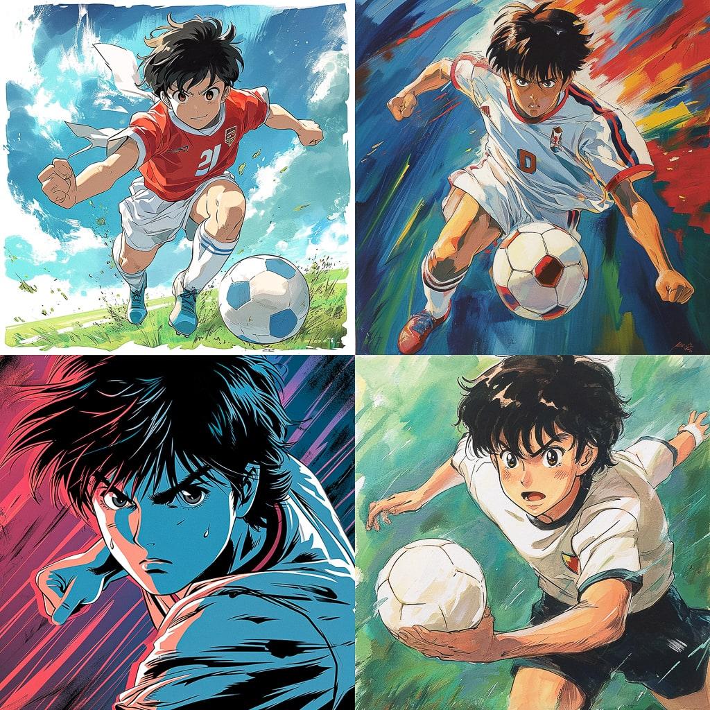 Captain Tsubasa style, Midjourney V6, render 1 of 4