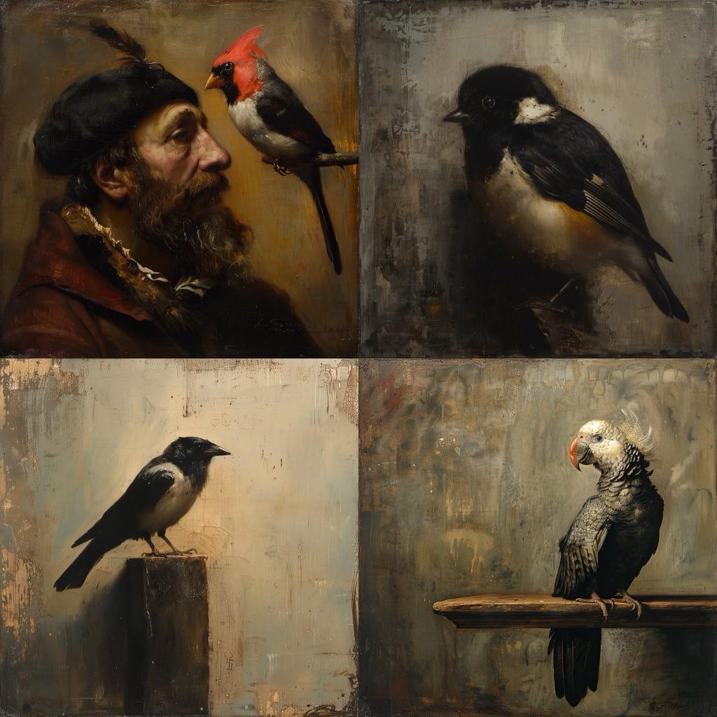 Carel Fabritius style, Midjourney V6, render 1 of 4