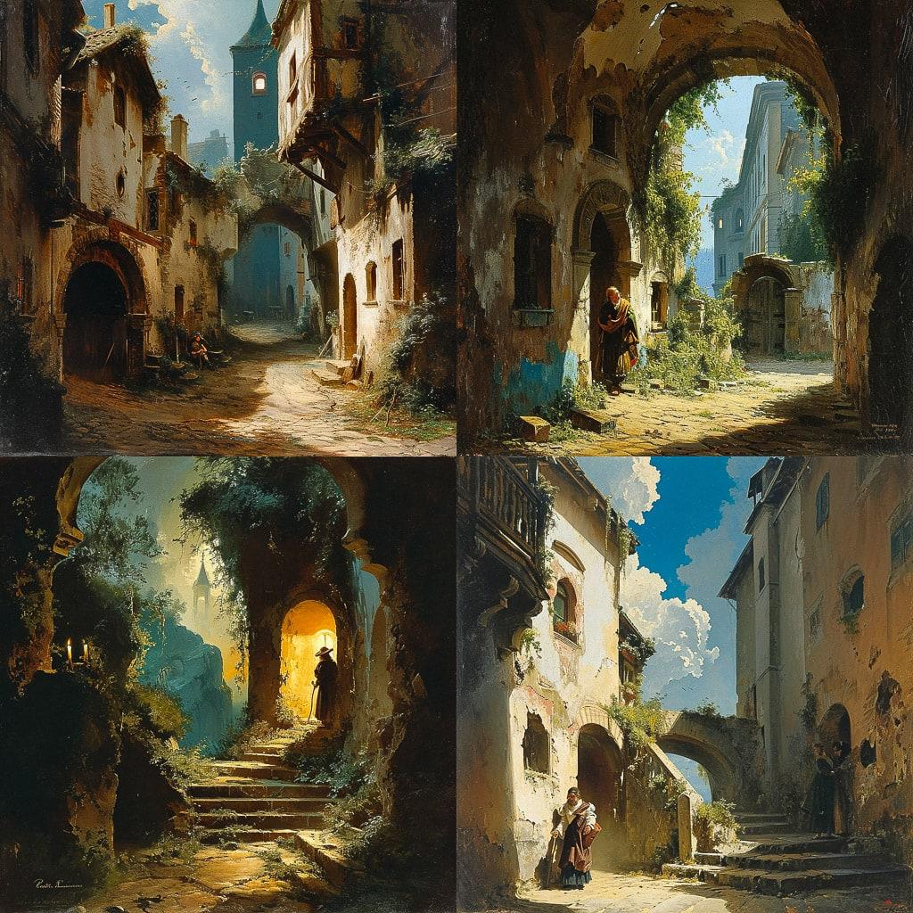 Carl Spitzweg style, Midjourney V6, render 1 of 4