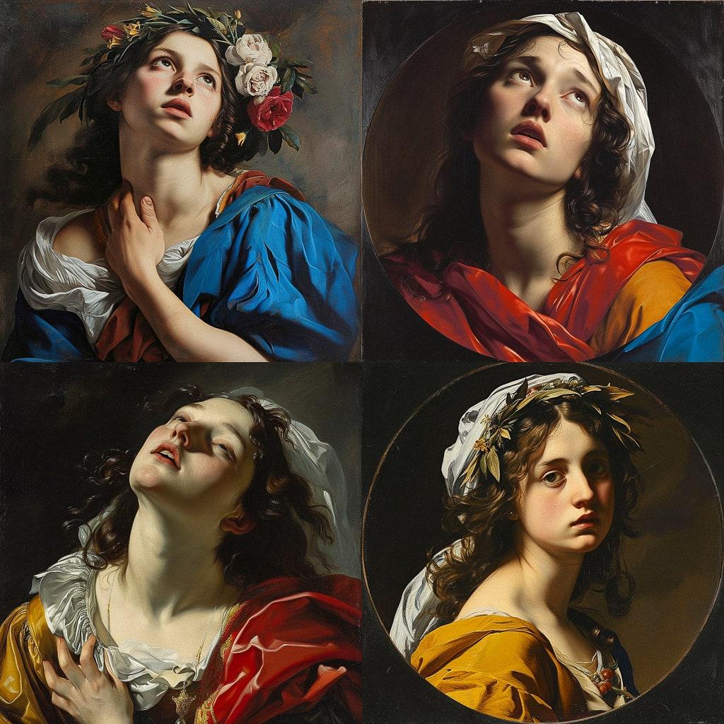 Carlo Dolci style, Midjourney V6, render 1 of 4