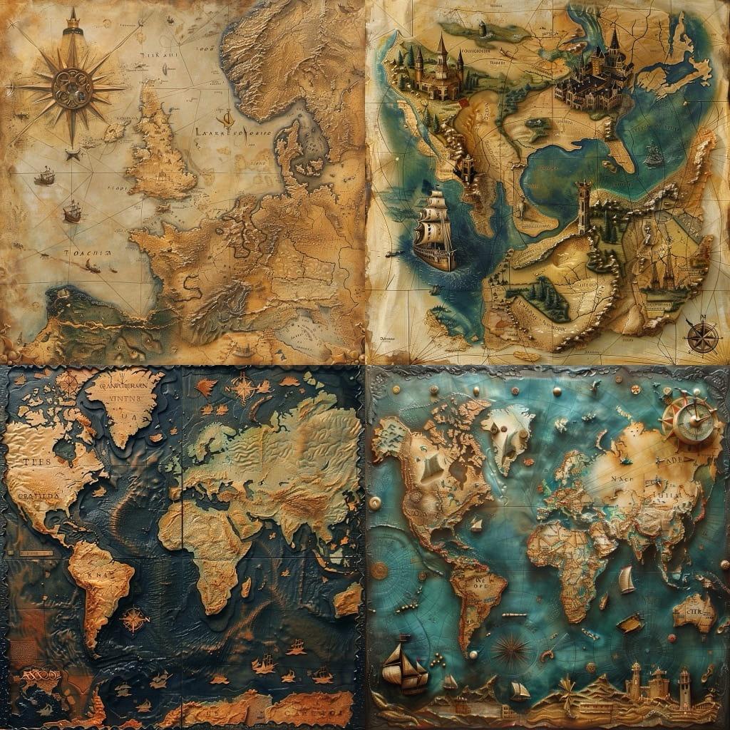 Cartography style, Midjourney V6, render 1 of 4