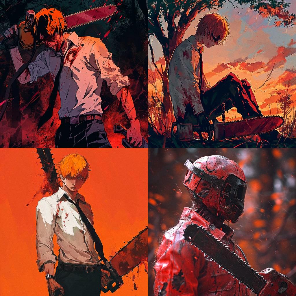 Chainsaw Man style, Midjourney V6, render 1 of 4