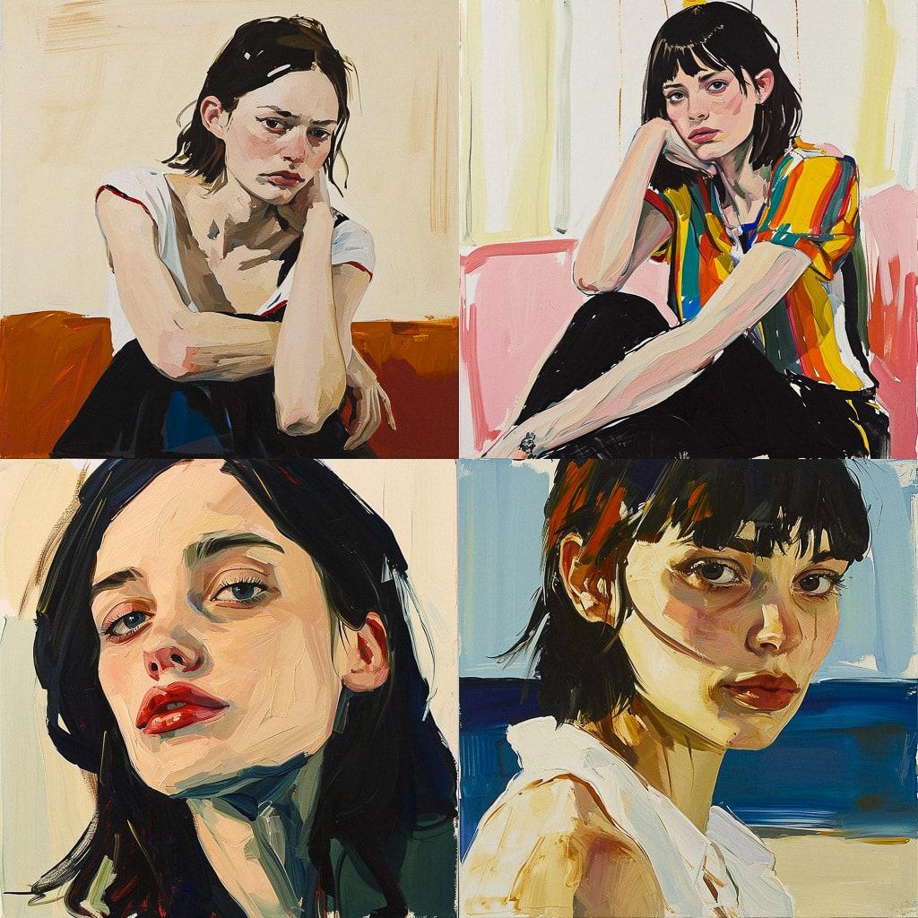 Chantal Joffe style, Midjourney V6, render 1 of 4
