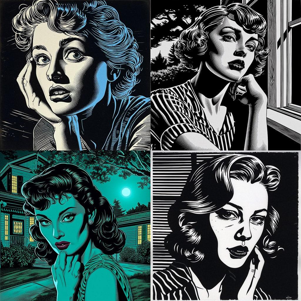 Charles Burns style, Midjourney V6, render 1 of 4
