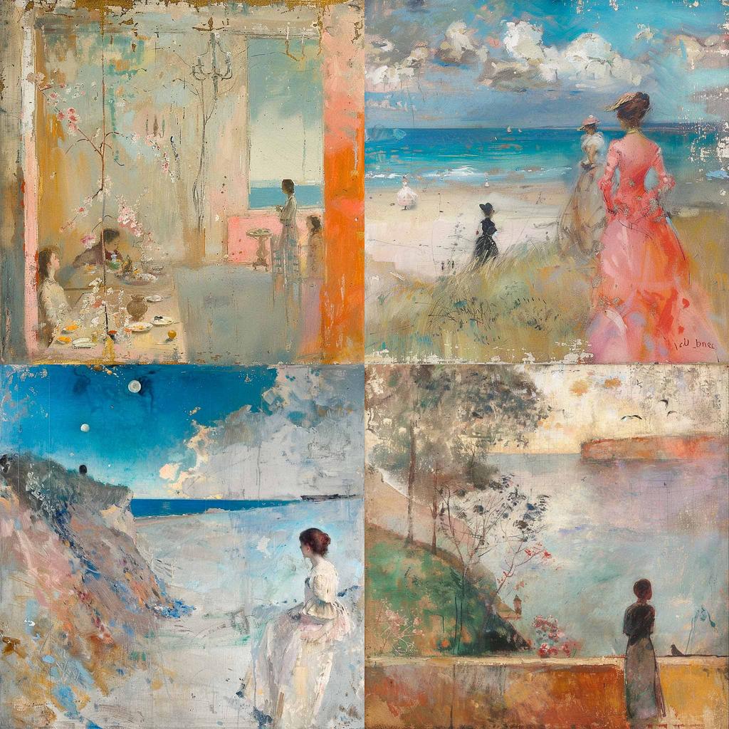 Charles Conder style, Midjourney V6, render 1 of 4