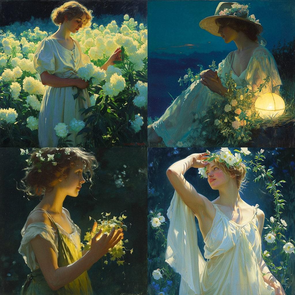 Charles Courtney Curran style, Midjourney V6, render 1 of 4
