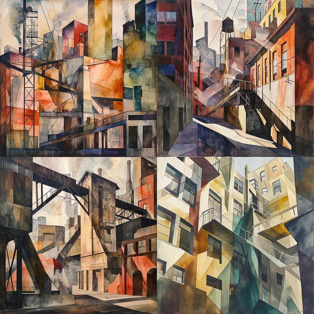 Charles Demuth style, Midjourney V6, render 1 of 4