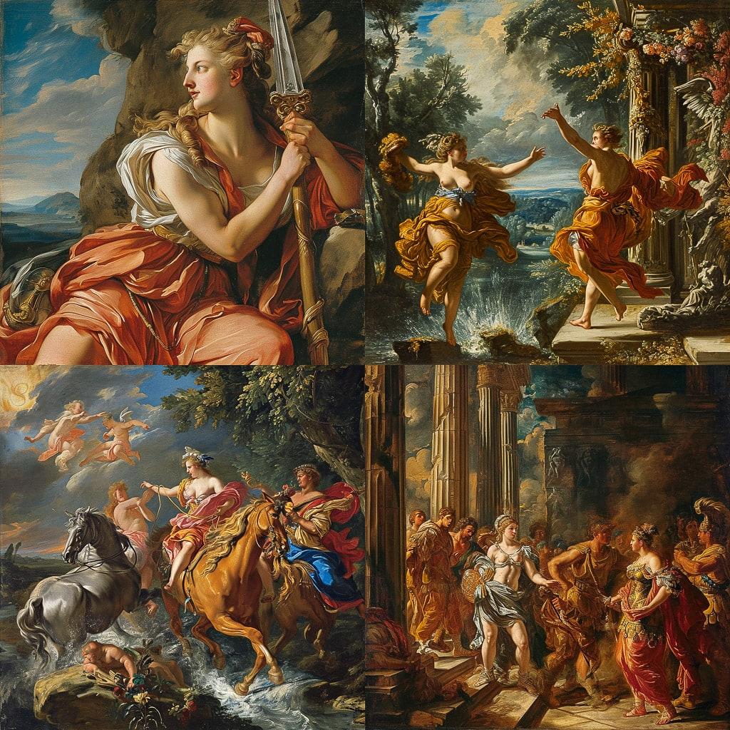 Charles Le Brun style, Midjourney V6, render 1 of 4