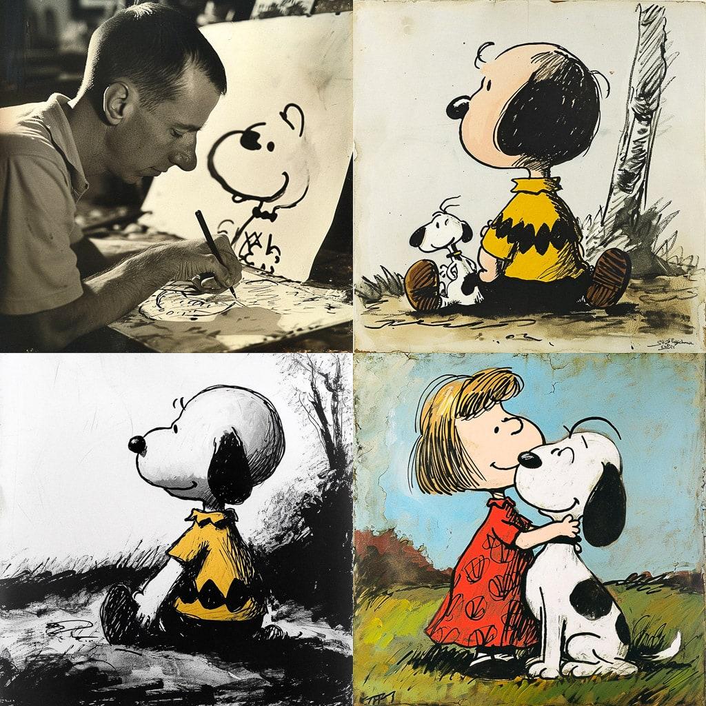 Charles Schulz style, Midjourney V6, render 1 of 4