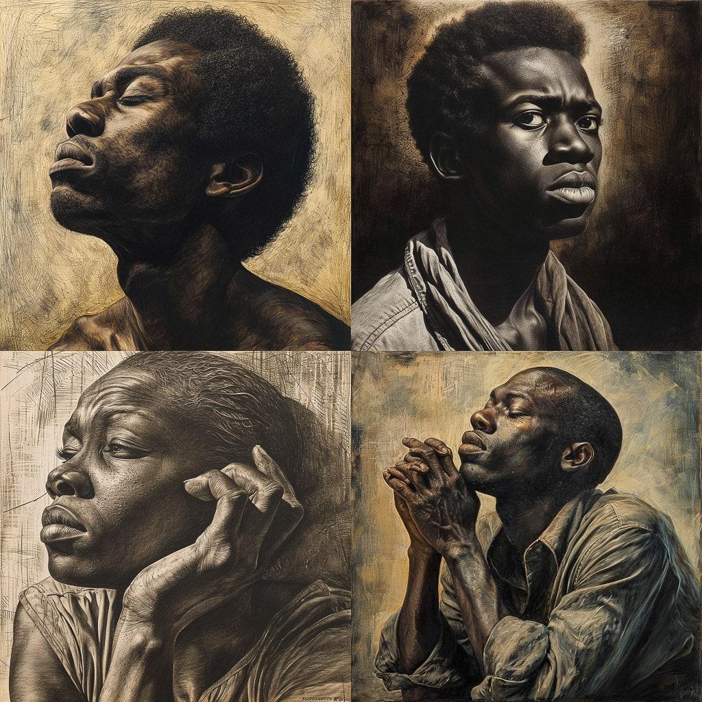 Charles White style, Midjourney V6, render 1 of 4