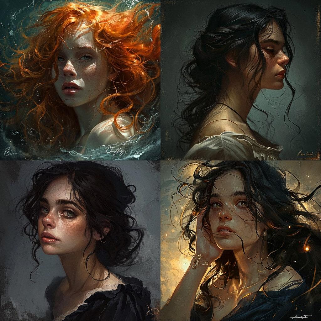 Charlie Bowater style, Midjourney V6, render 1 of 4