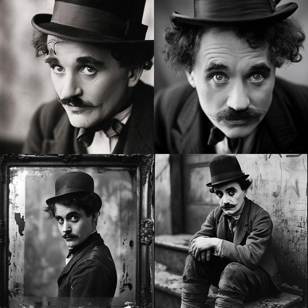 Charlie Chaplin style, Midjourney V6, render 1 of 4
