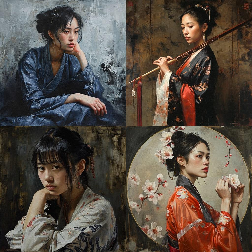 Chen Yifei style, Midjourney V6, render 1 of 4