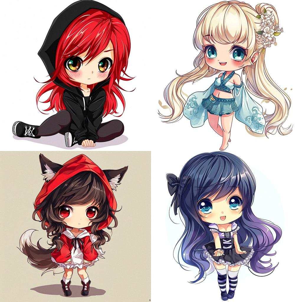 Chibi anime style style, Midjourney V6, render 1 of 4