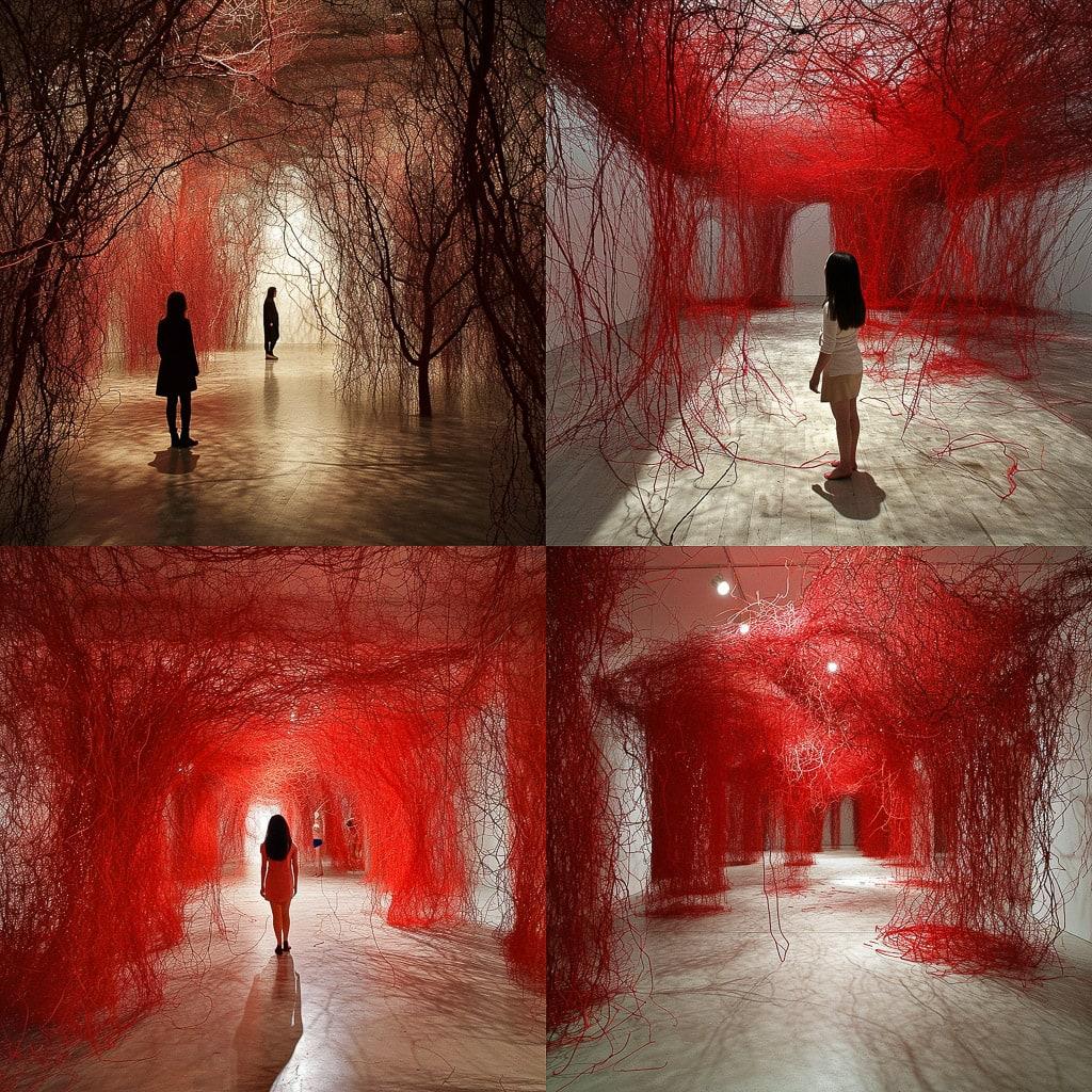 Chiharu Shiota style, Midjourney V6, render 1 of 4