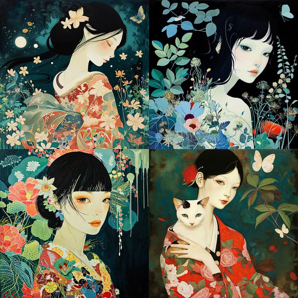 Chiho Aoshima style, Midjourney V6, render 1 of 4