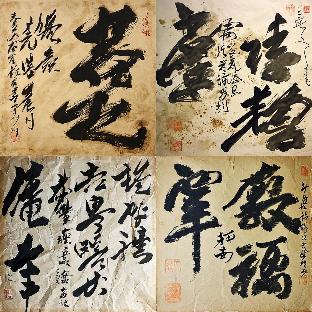 Chinese calligraphy style, Midjourney V6, render 1 of 4