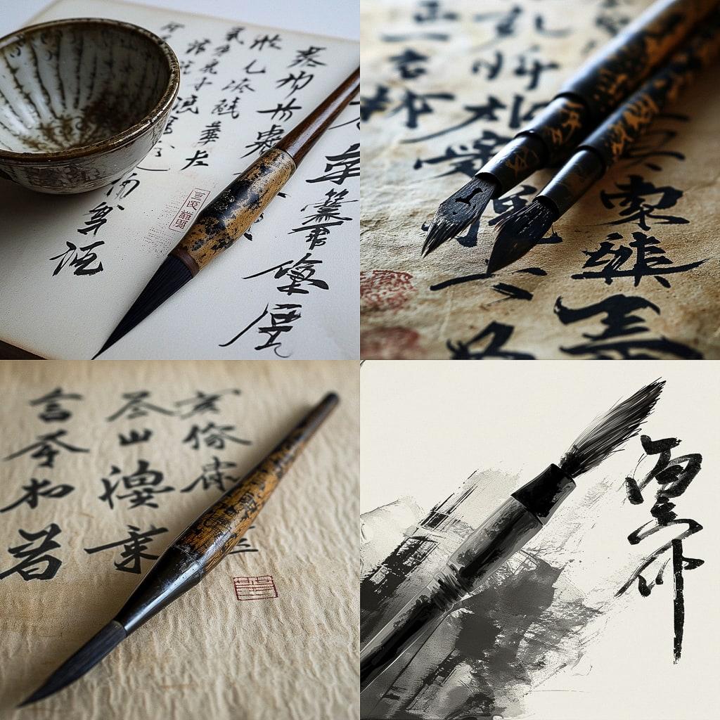 Chinese ink brush style, Midjourney V6, render 1 of 4