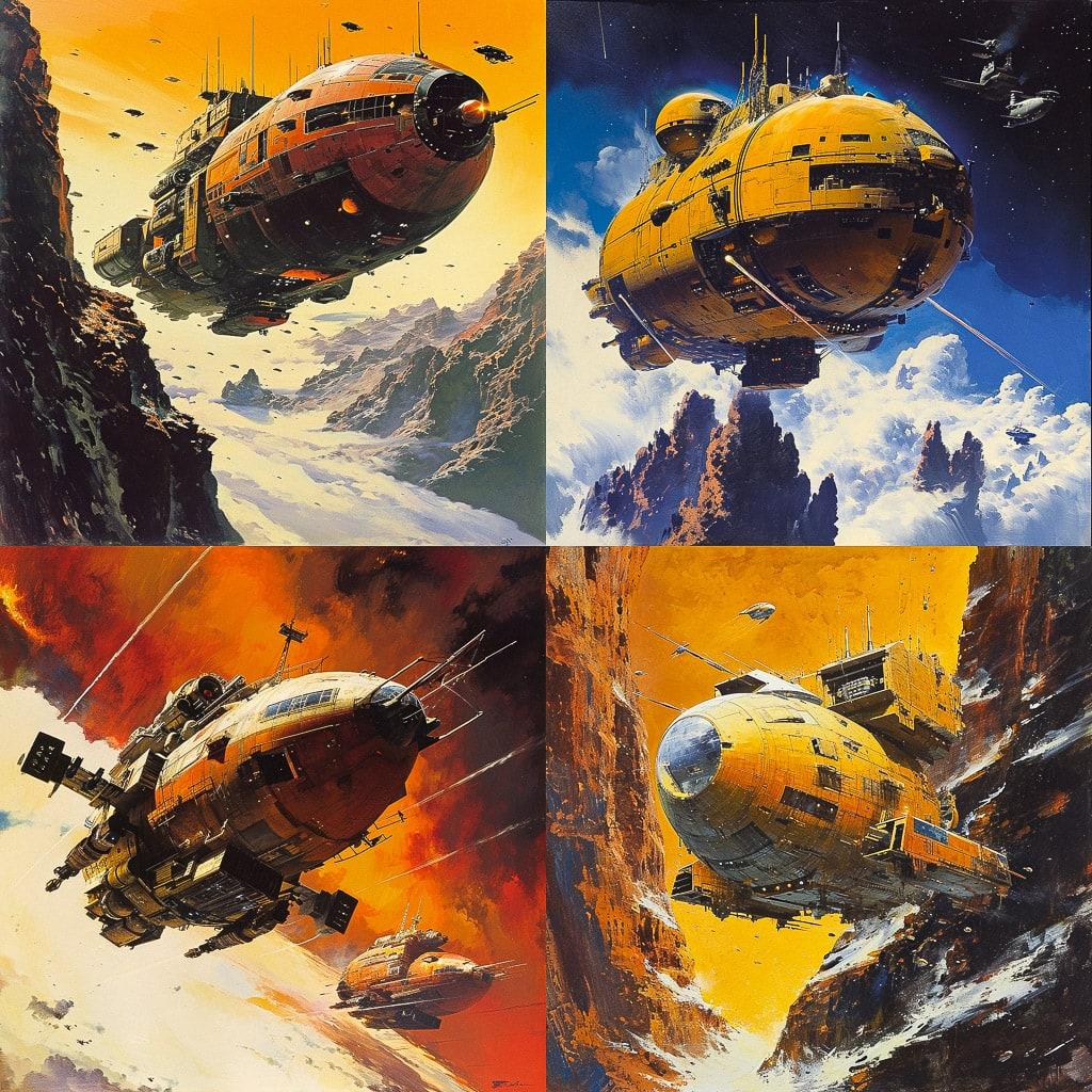 Chris Foss style, Midjourney V6, render 1 of 4