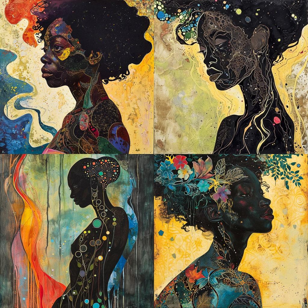 Chris Ofili style, Midjourney V6, render 1 of 4