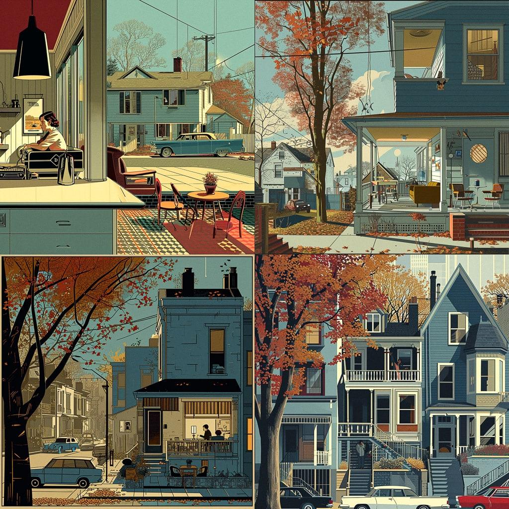 Chris Ware style, Midjourney V6, render 1 of 4