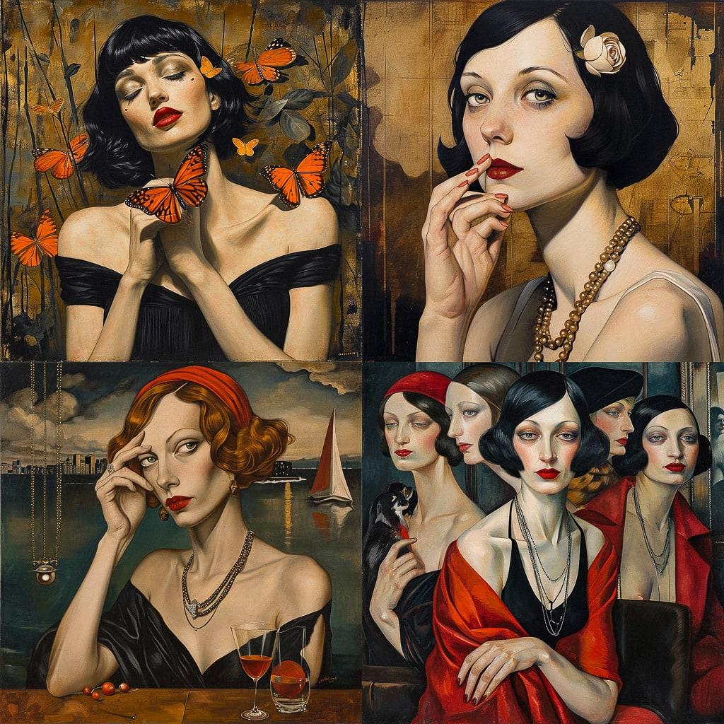 Christian Schad style, Midjourney V6, render 1 of 4