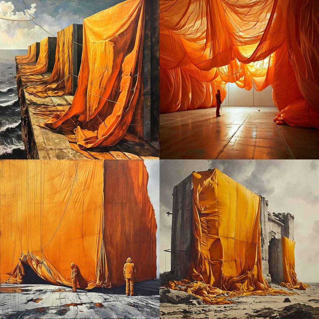 Christo style, Midjourney V6, render 1 of 4