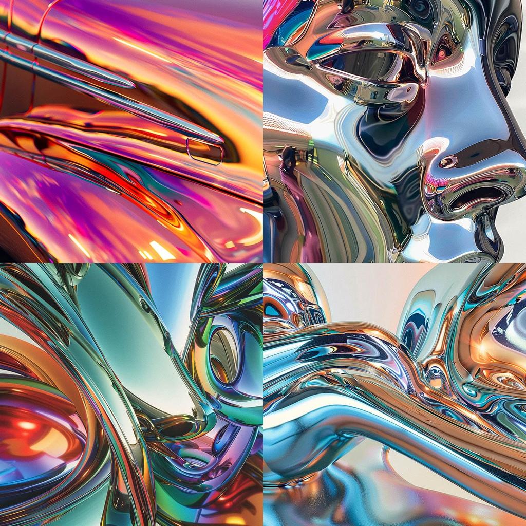 Chrome colors style, Midjourney V6, render 1 of 4