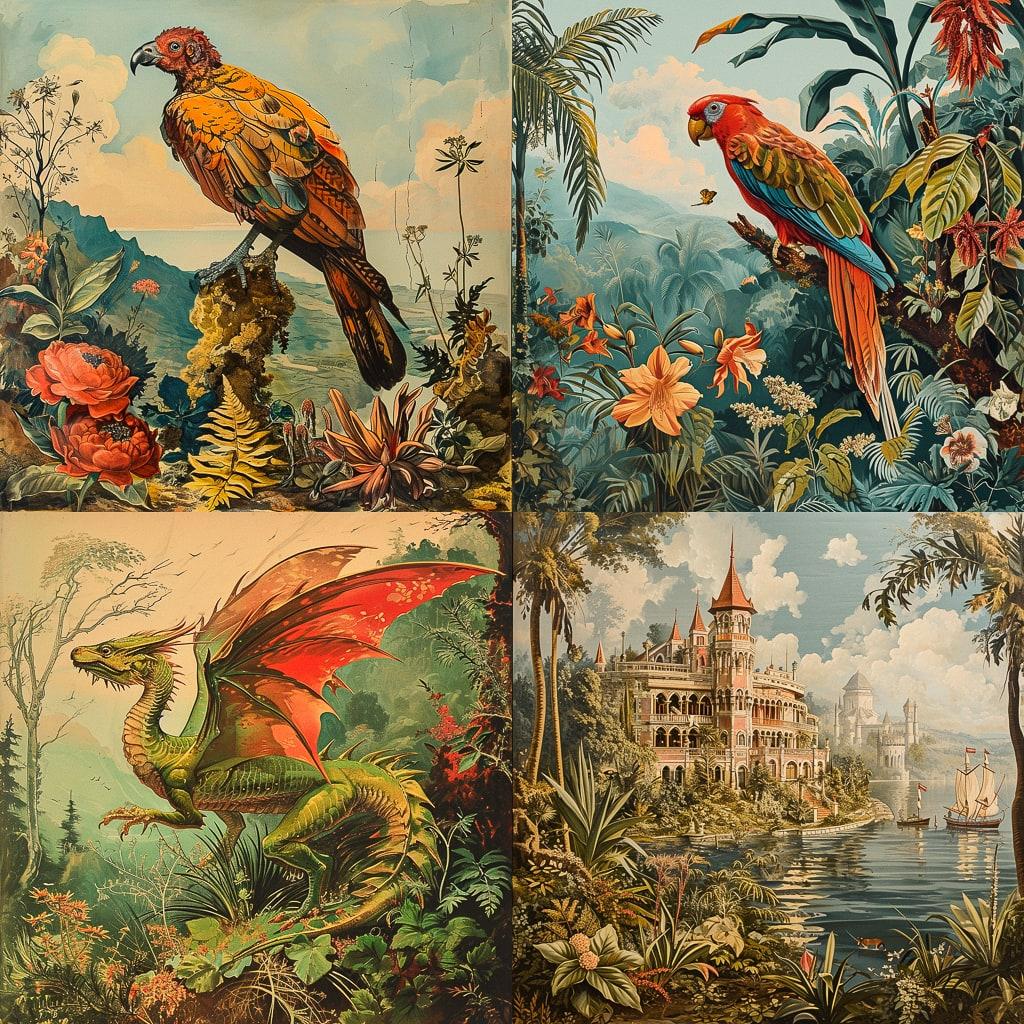 Chromolithography style, Midjourney V6, render 1 of 4