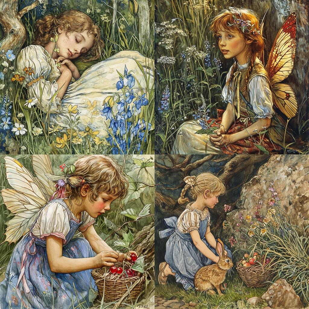 Cicely Mary Barker style, Midjourney V6, render 1 of 4