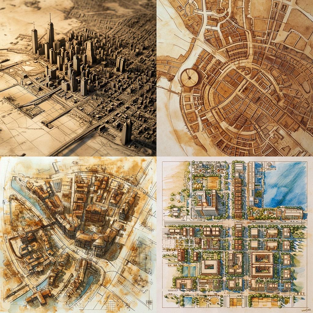 City plan style, Midjourney V6, render 1 of 4