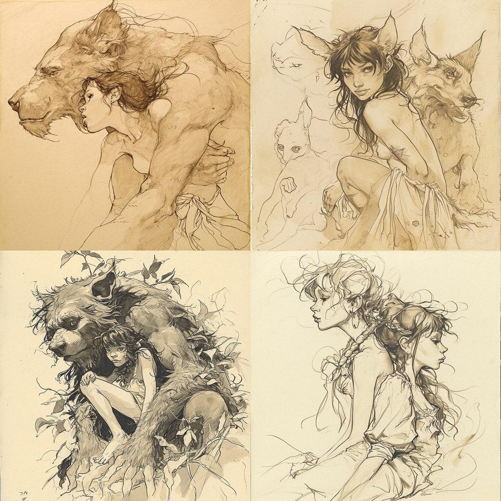 Claire Wendling style, Midjourney V6, render 1 of 4