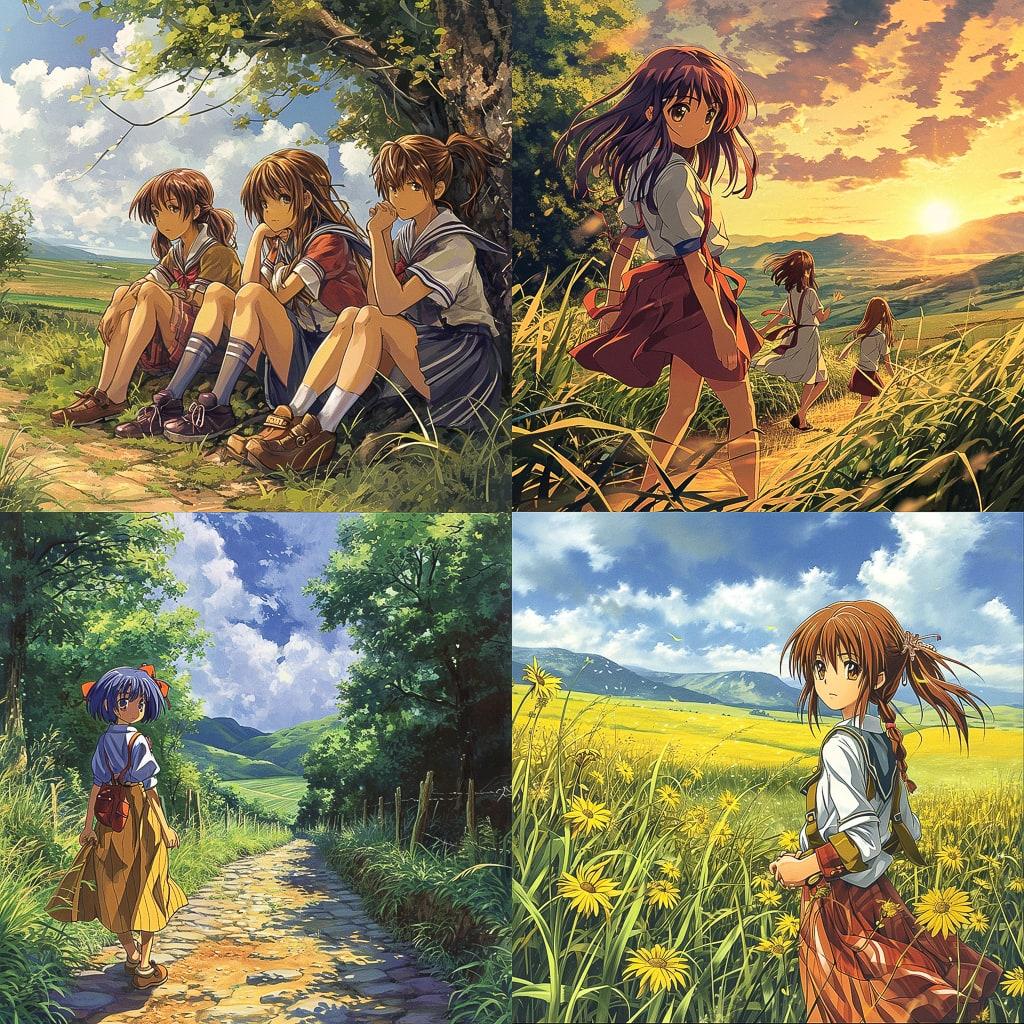 Clannad style, Midjourney V6, render 1 of 4