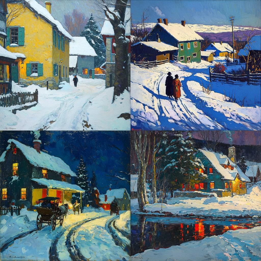 Clarence Gagnon style, Midjourney V6, render 1 of 4